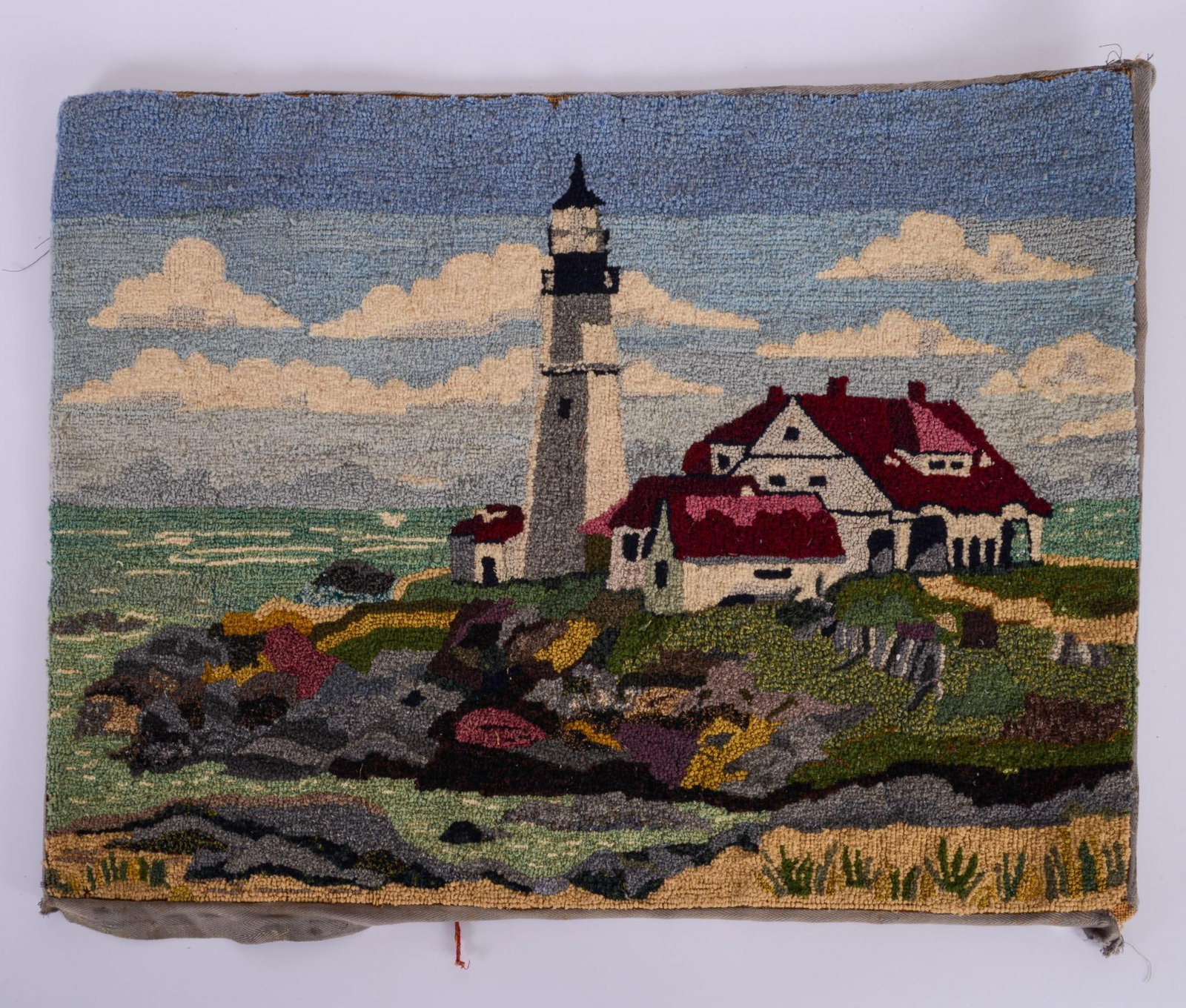 Portland Headlight Hooked Rug by Joan Moshimer: 22 x 29 inches.