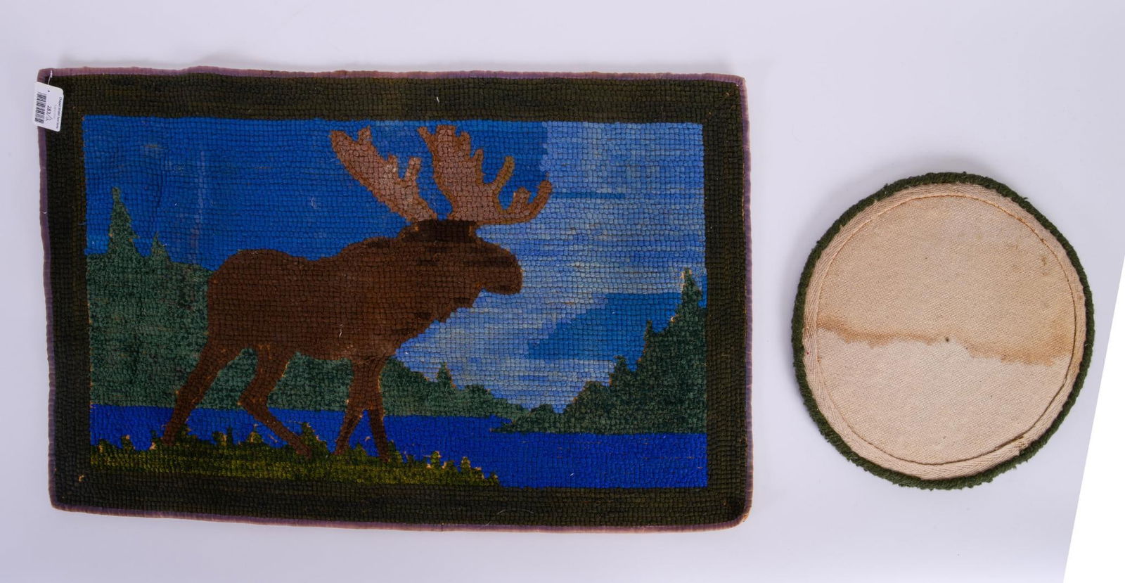Hooked Rug and Round Mat With Moose (1 of 4)