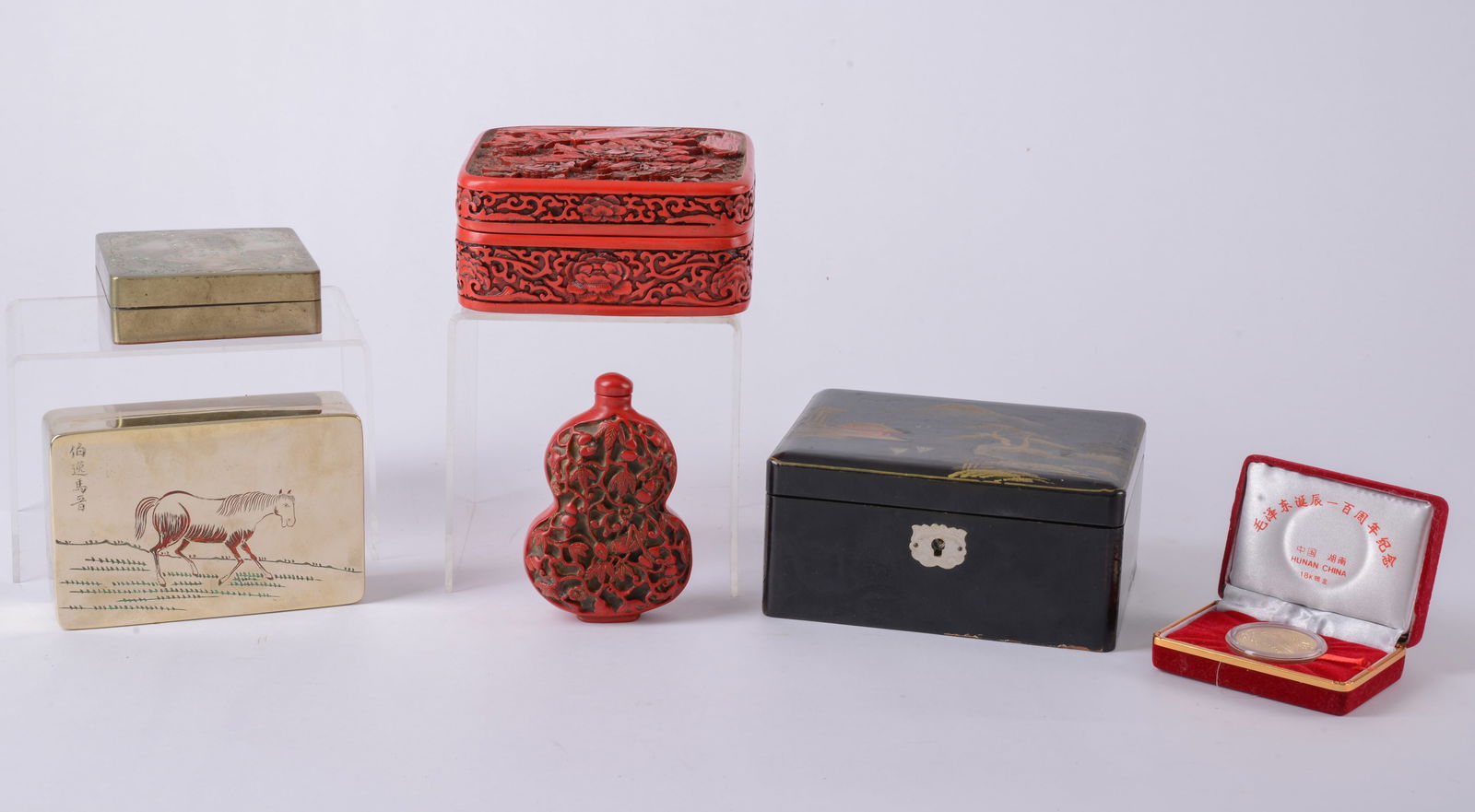 Four Asian Wood and Metal Dresser Boxes (1 of 6)