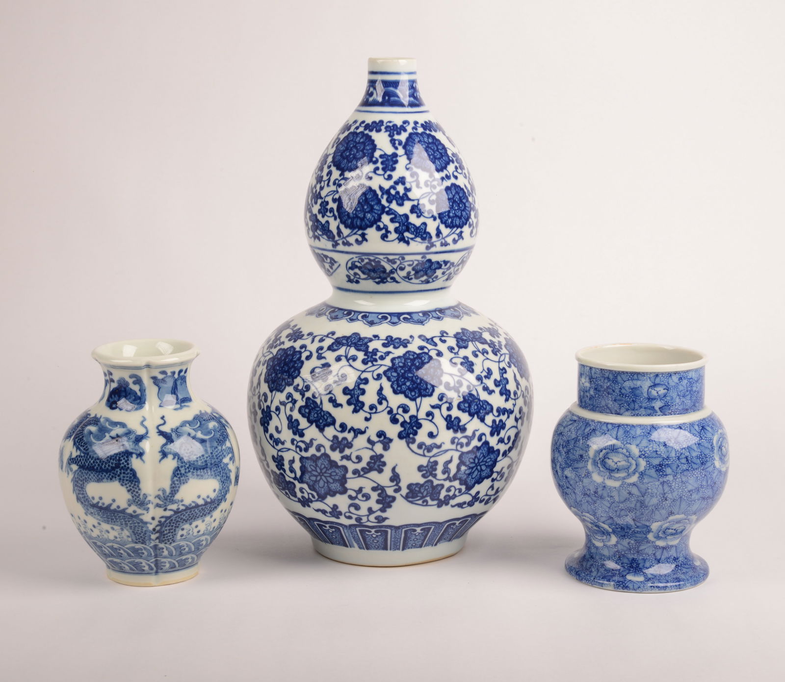 Three Asian Ceramic Blue and White Vases (1 of 5)
