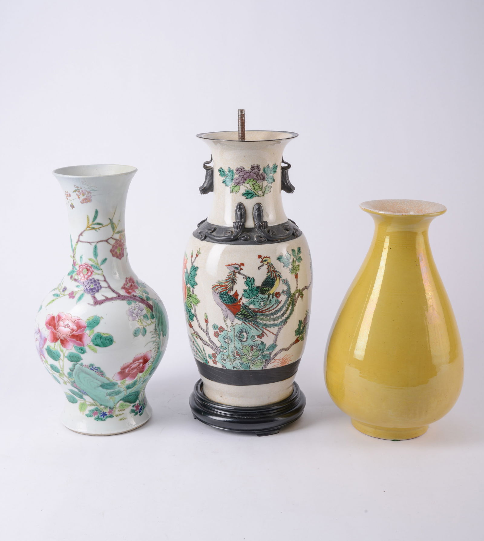 Three Chinese Ceramic Vases One Drilled as a Lamp (1 of 4)
