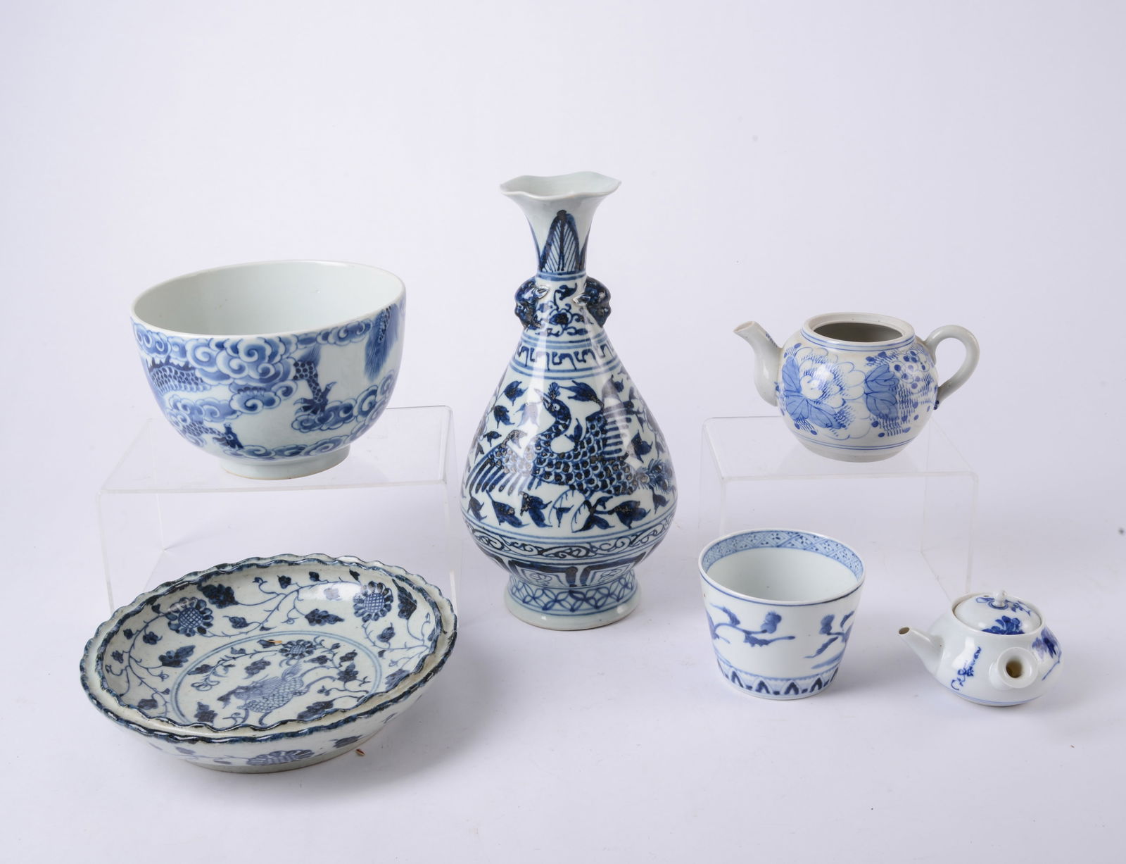 Group of Asian Ceramic Blue and White Table Items (1 of 3)
