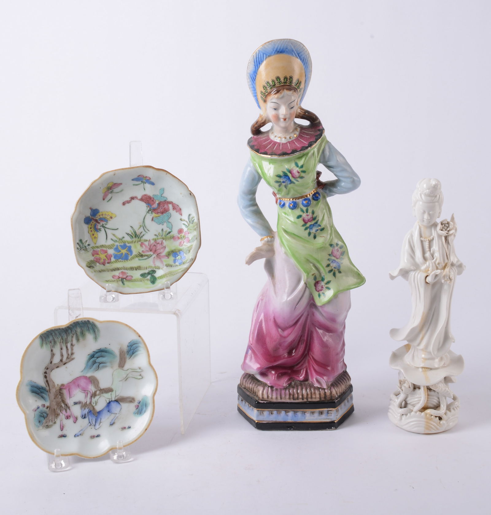 Asian Ceramic Female Figure with Blanc de Chine Female Figure (1 of 5)