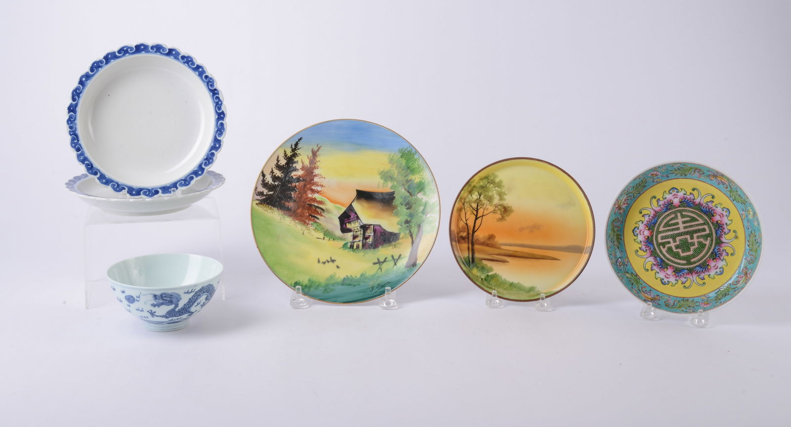 Group of Asian Ceramic Plates and Bowl (1 of 7)