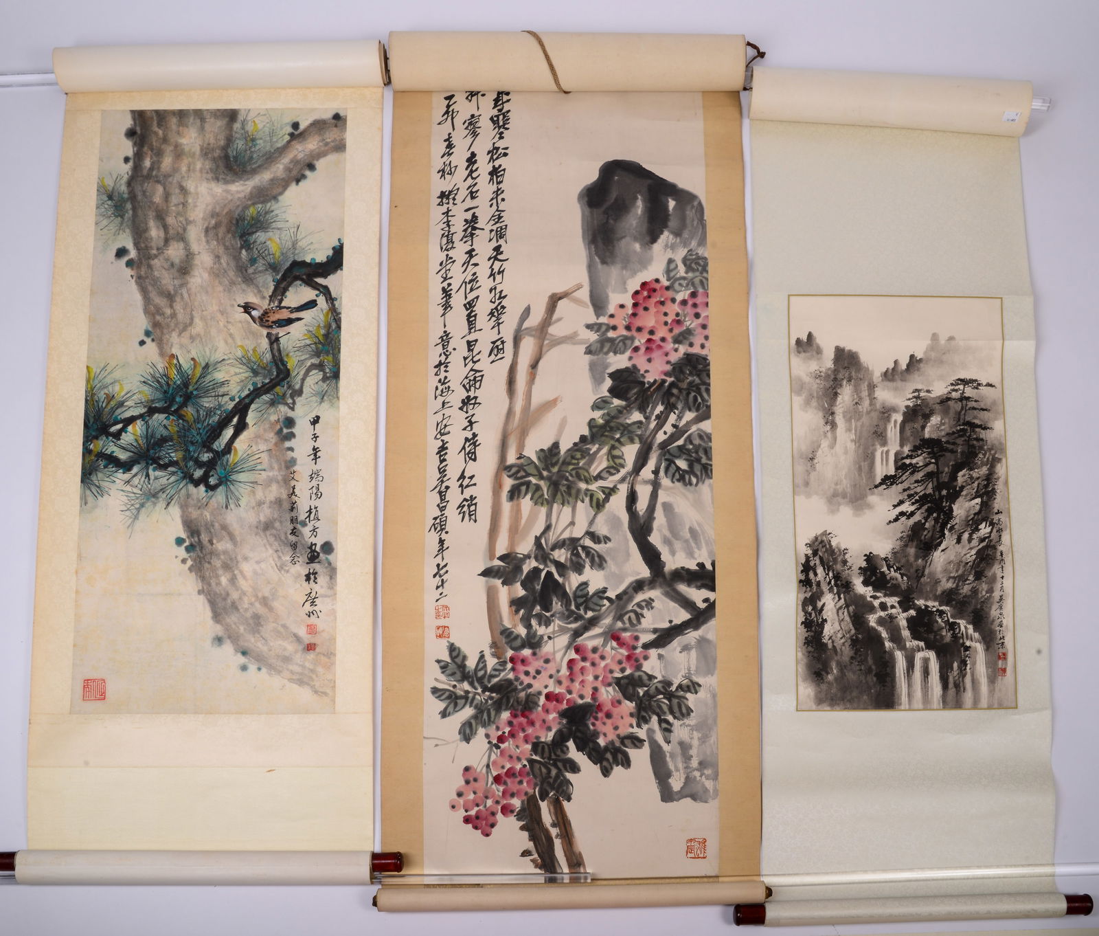 Three Japanese Hand-Painted Scrolls (1 of 5)