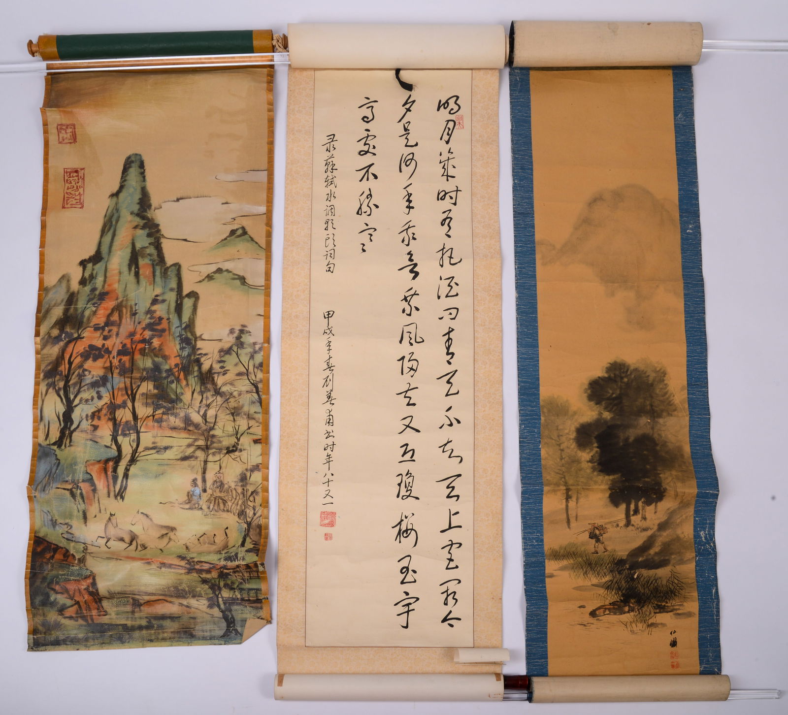 Chinese Scroll of Ink Landscape with Blue Trim (1 of 5)