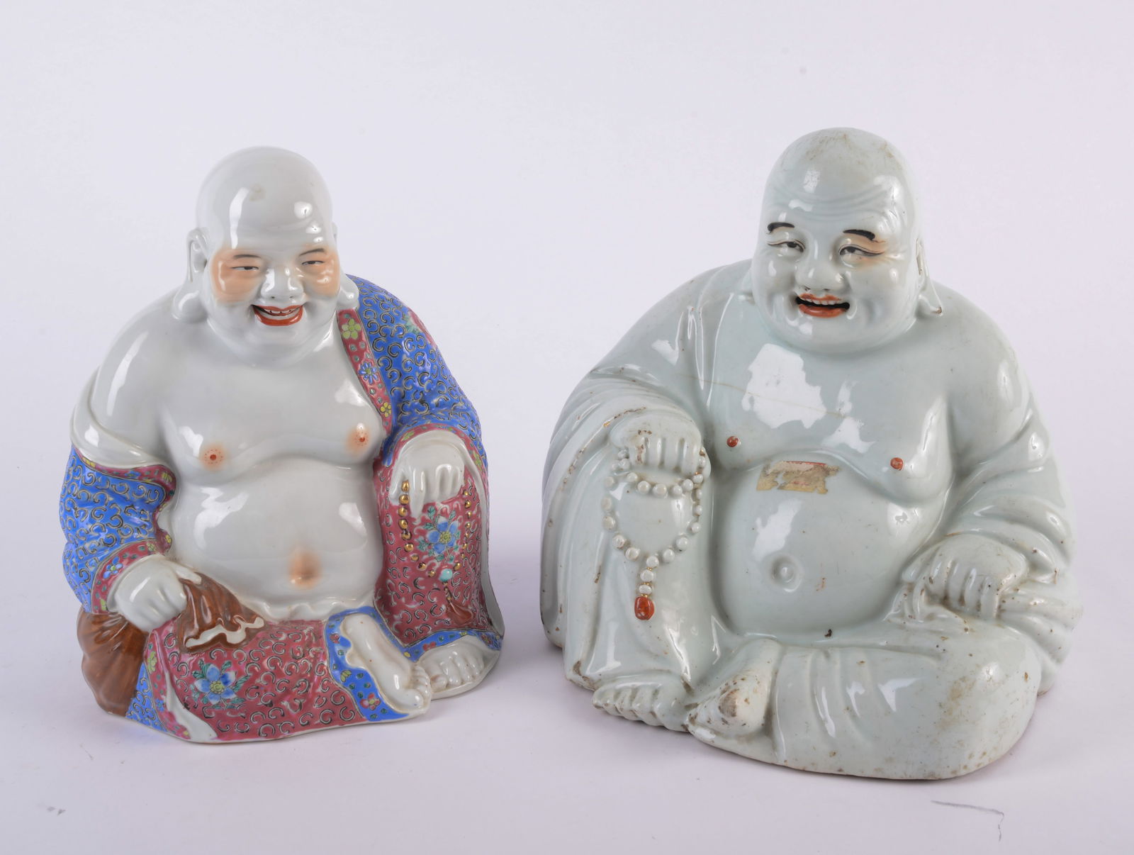 Two Ceramic Happy Buddha Figures (1 of 3)