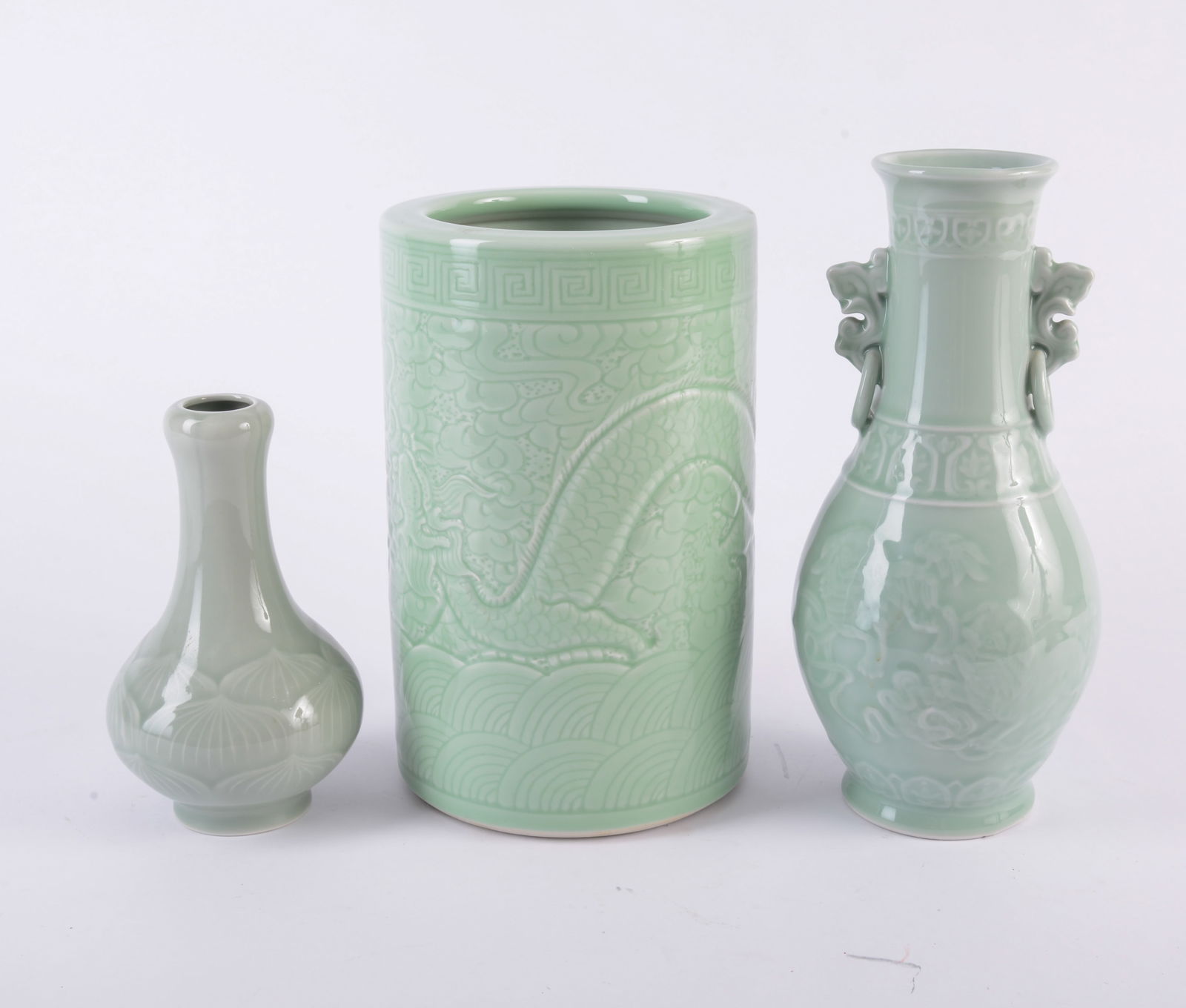Group of Three Celadon Vases (1 of 3)