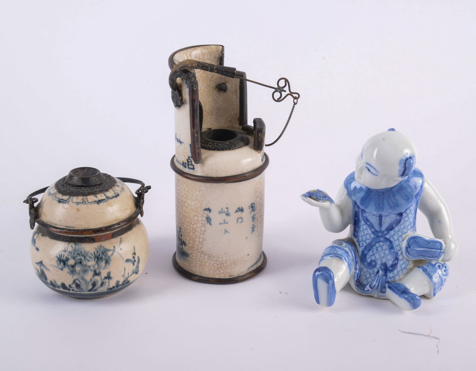 Two Chinese Ceramic and Metal Incense Burners (1 of 3)