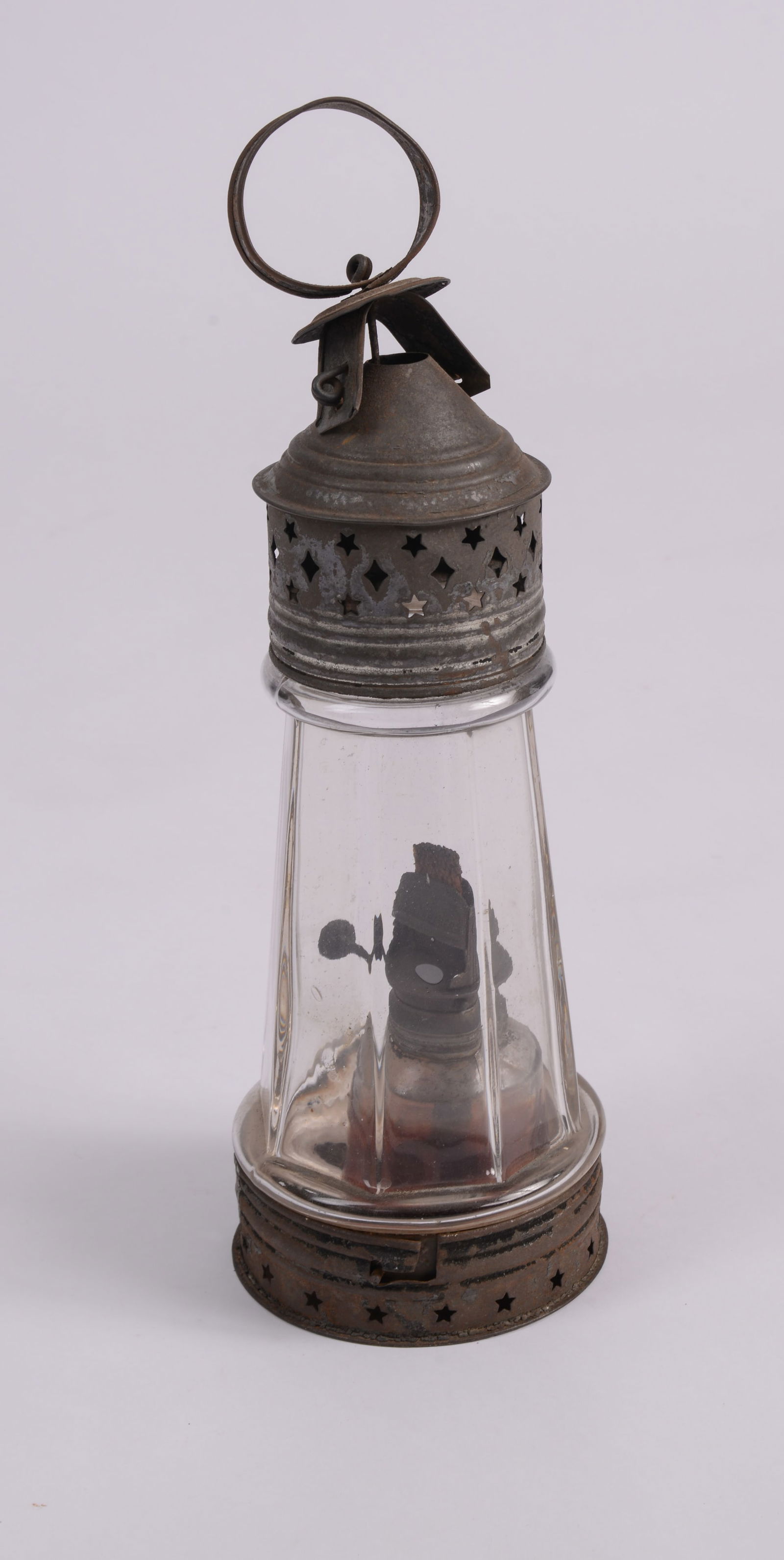 Antique Metal and Glass Octagon Shaped Oil Lantern (1 of 3)