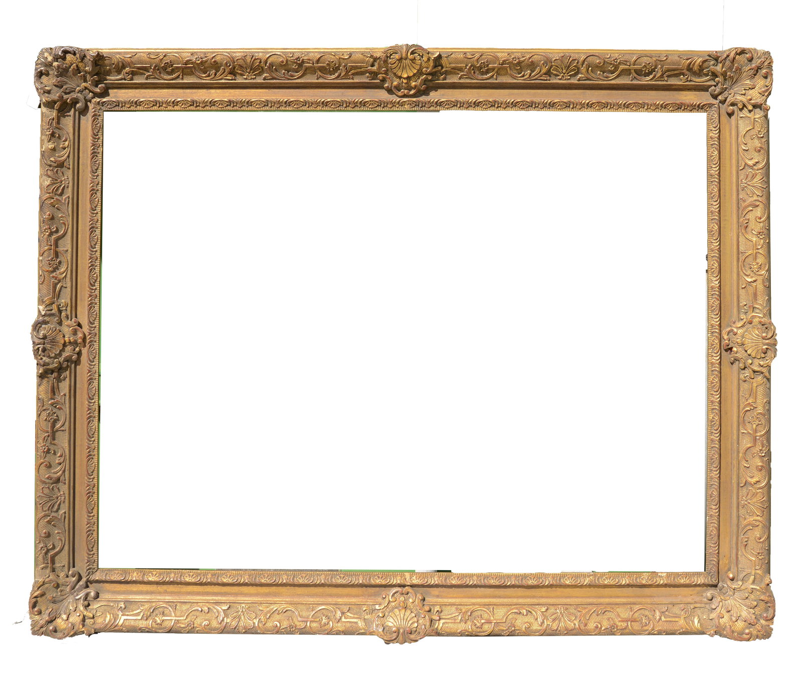 American Gilt Frame: Circa 1940. Rabbet 27 x 35.5 inches, overall 33 x 42 inches. Some losses.