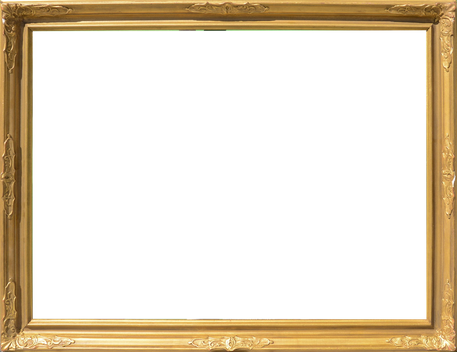 Antique Frame: Rabbet 23 x 31.5 inches, overall 27 x 35.5 inches. Some losses.