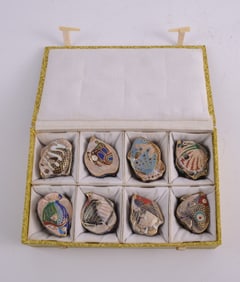 Boxed Set of Cloissone Fish From Pill Boxes.