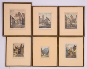 Six Engravings of European Towns.