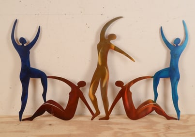 Cut Metal Wall Hanging With Dancing Figures.