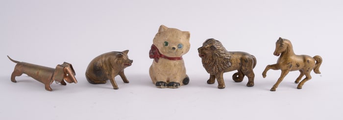 Five Cast Iron Animal Form Banks.