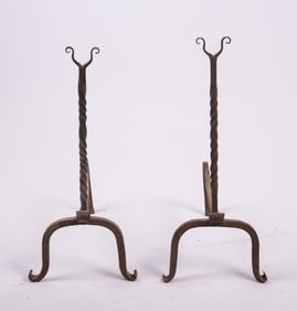 Pair of Wrought Iron Andirons.