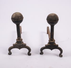 Pair of Ball Top Andirons.
