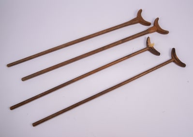 Four Antique Wooden Crutches.