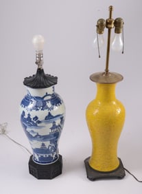 Two Tall Chinese Porcelain Vases Mounted as Lamps.