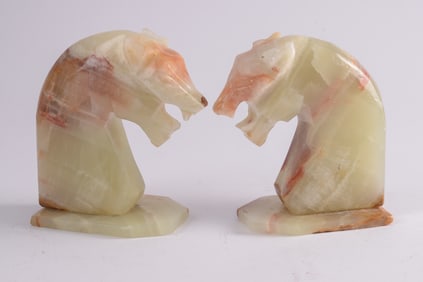 Pair of Hardstone Lion Bookends.