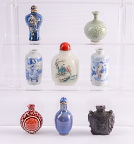 Group of Miniature Chinese Vases and Snuff Bottle.