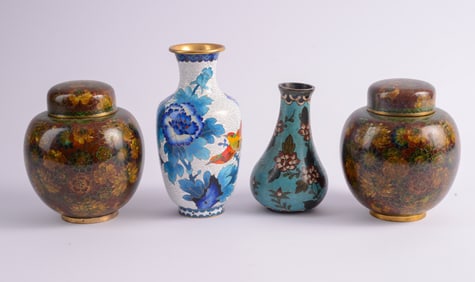 Pair of Chinese Enamel Covered Ginger Jars.