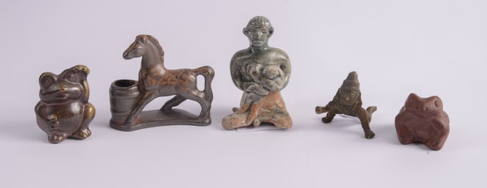 Group of Small Ceramic and Metal Figures and Animals.