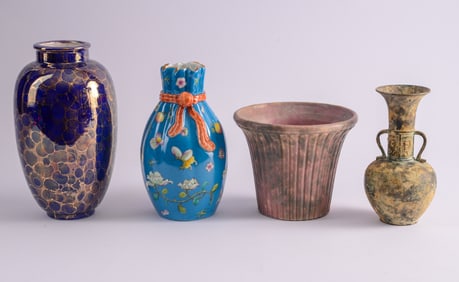 Three Chinese Vases and a Planter.