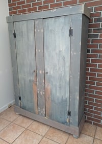 Pine Two Door Cupboard in Blue Paint.