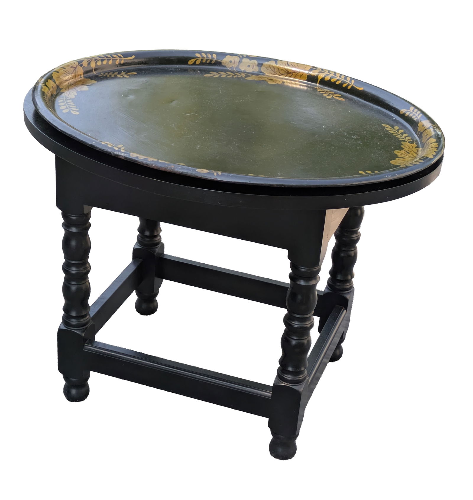 Painted Tole Tray Table: Length 24 inches.