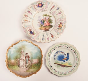 Limoges Porcelain Figural Plate and Late 19th Century Charger