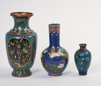 Three Chinese Enamel Vases