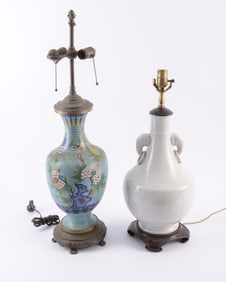 Large Chinese Enamel Vase Mounted as a Lamp