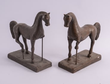 Pair of Asian Pottery Horse Figures