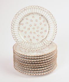 Ten European Reticulated Porcelain Bread and Butter Plates
