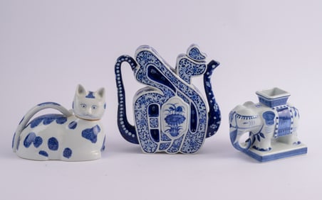 Asian Blue and White Puzzle Teapot