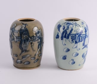 Two Chinese Ginger Jars with FIgures