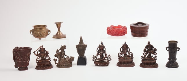 Four Small Metal Bodhisattva Figures