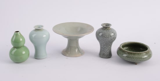 Group of Small Celadon Vases