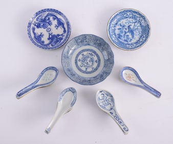 Fourteen Porcelain Soup Spoons