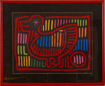 Framed Guatemalan Mola Textile.