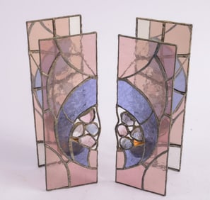 Pair of Stained Glass Votive Holders.