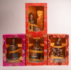 Four Japanese Porcelain Painted Figures of Women
