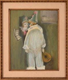 Painting of a Clown With an Instrument.