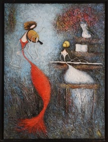 Mid Century Painting With Musicians.