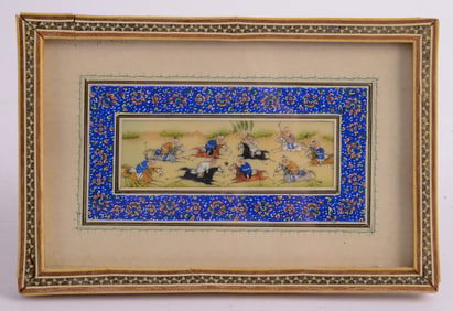 Indian Painting on Bone of Polo Players.