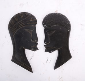 Two African Carved Wooden Profiles.