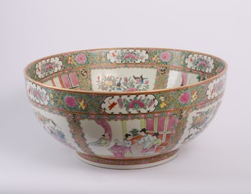 Exceptionally Large Chinese Rose Medallion Punch Bowl.