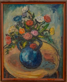 Mid Century Still Life With Flowers.